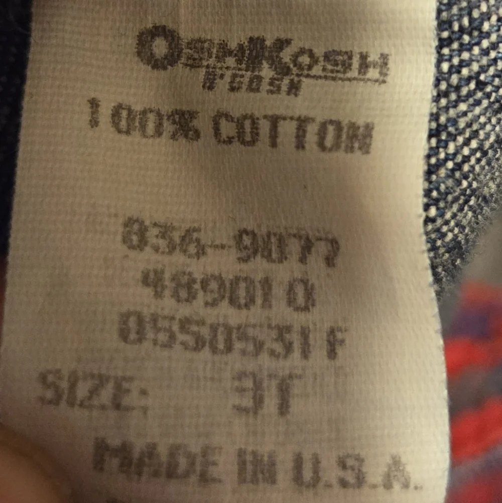 Vintage‎ Oshkosh B'gosh Denim Overalls Red Plaid Apple Print Bow USA Girls 3T